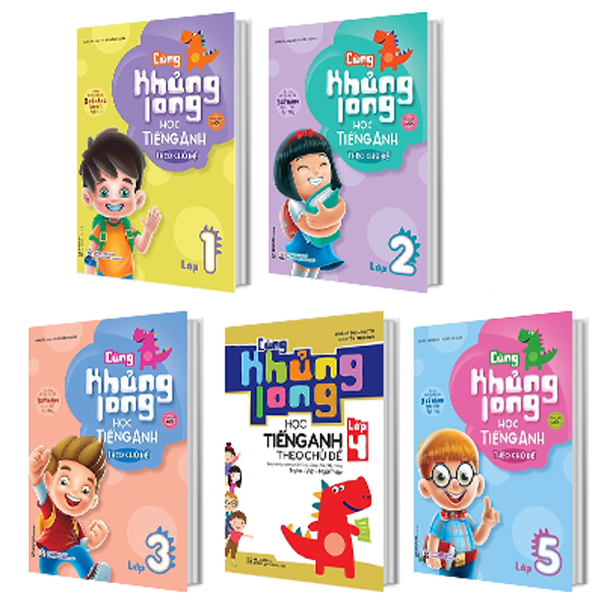 Combo Cùng Khủng Long Học Tiếng Anh Theo Chủ Đề Từ Lớp 1 Đến Lớp 5 (Bộ 5 Cuốn)