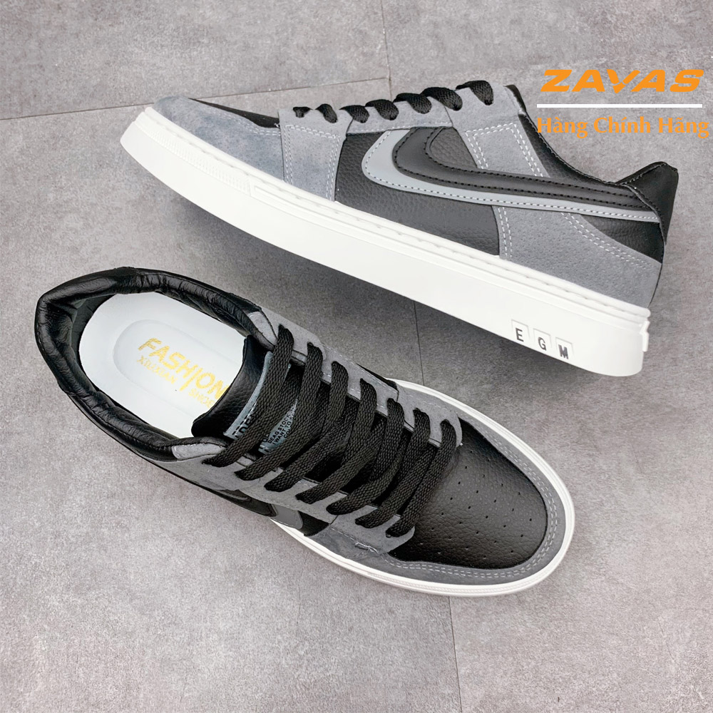 Giày Thể Thao Nam Màu Xám Đen, Sneaker Nam Màu Xám Đen, Đế Êm, Nhẹ Thương Hiệu ZAVAS - S408