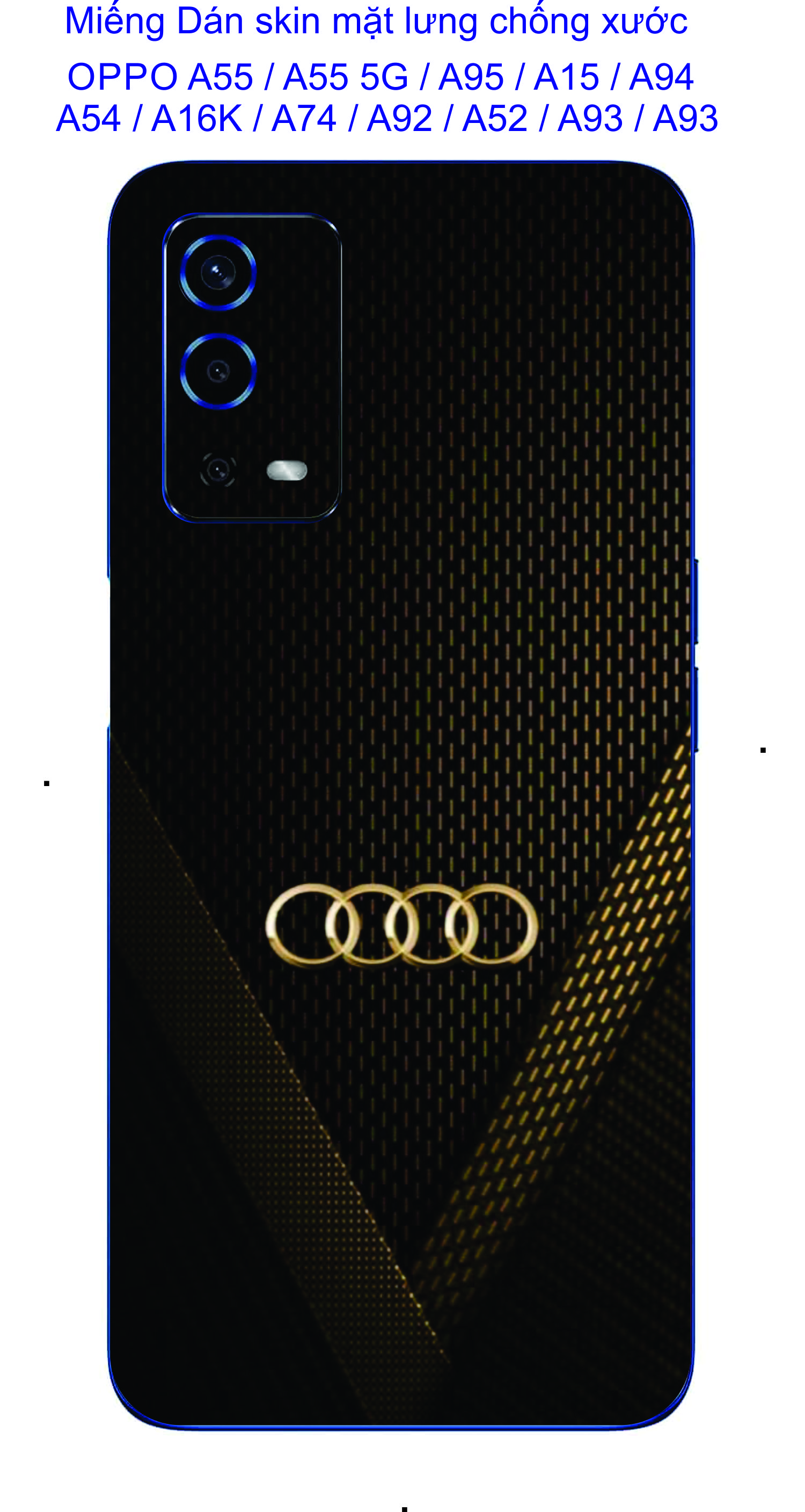 Miếng Dán Skin 3D mặt lưng dành cho OPPO A55 / A55 5G / A95 / A15 / A15s / A94 / A54 / A16K / A74 / A92 / A52 / A93 /