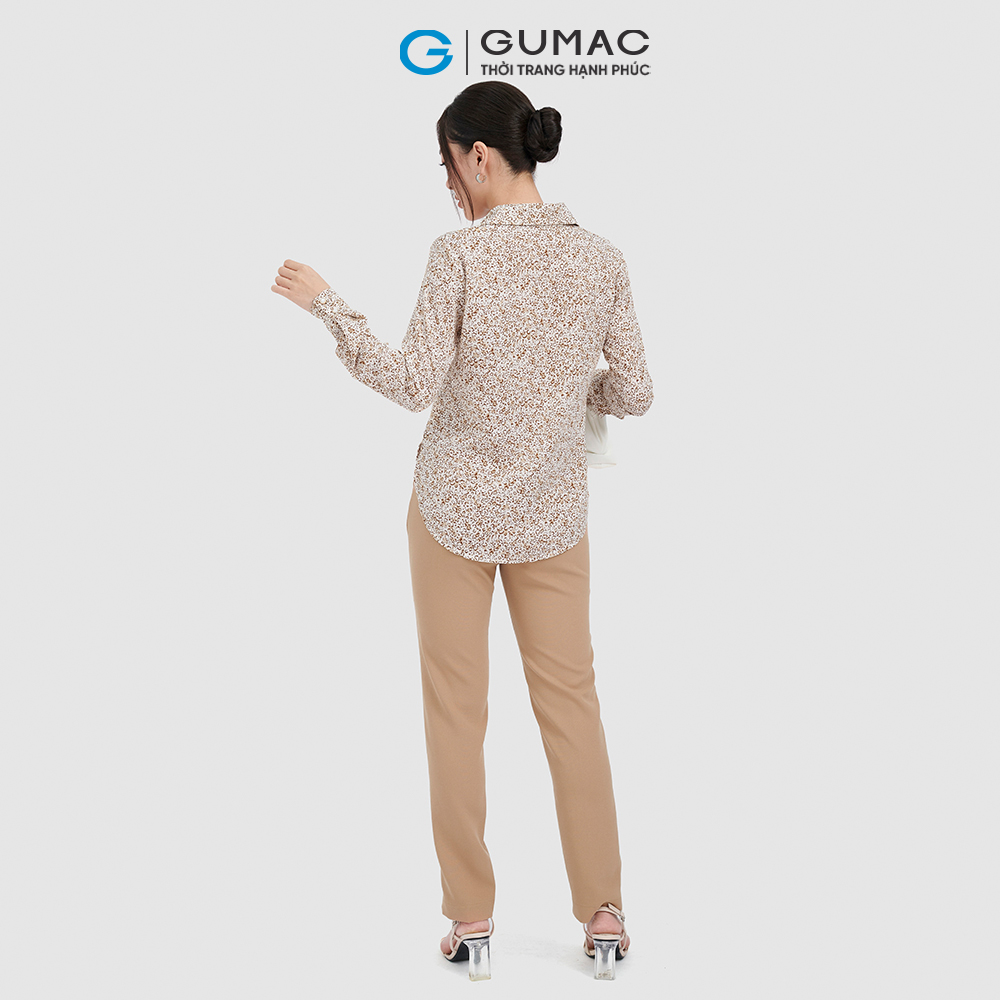 Áo sơ mi nữ họa tiết GUMAC AC09090 kiểu xoắn vải lụa thời thượng