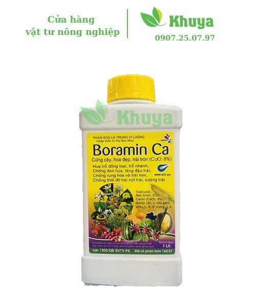 Phân bón lá trung vi lượng Boramin Ca 1 lít Cứng cây - Tăng đậu trái