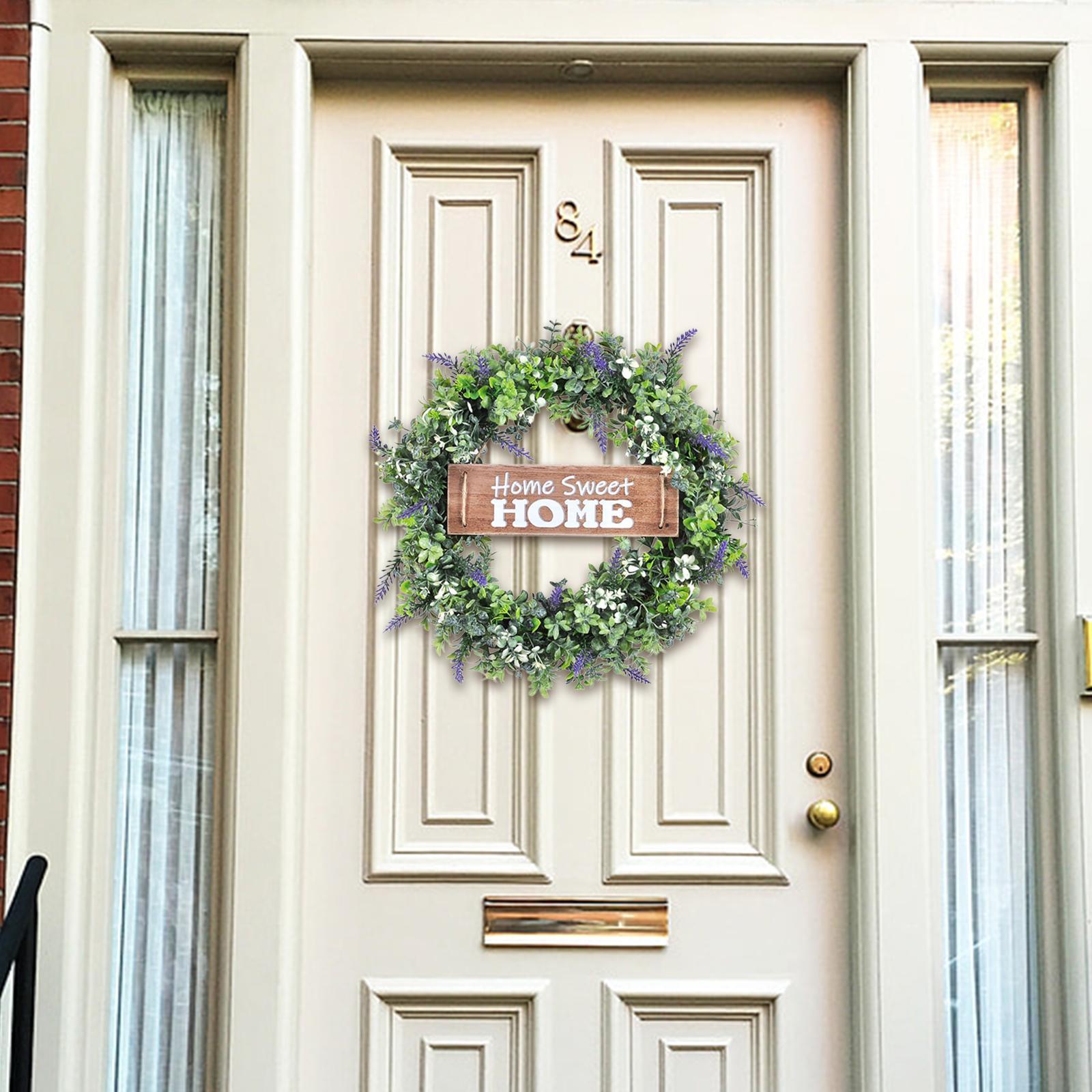 Eucalyptus Leaves Wreath for Front Door with Board Decoration Window Hanging