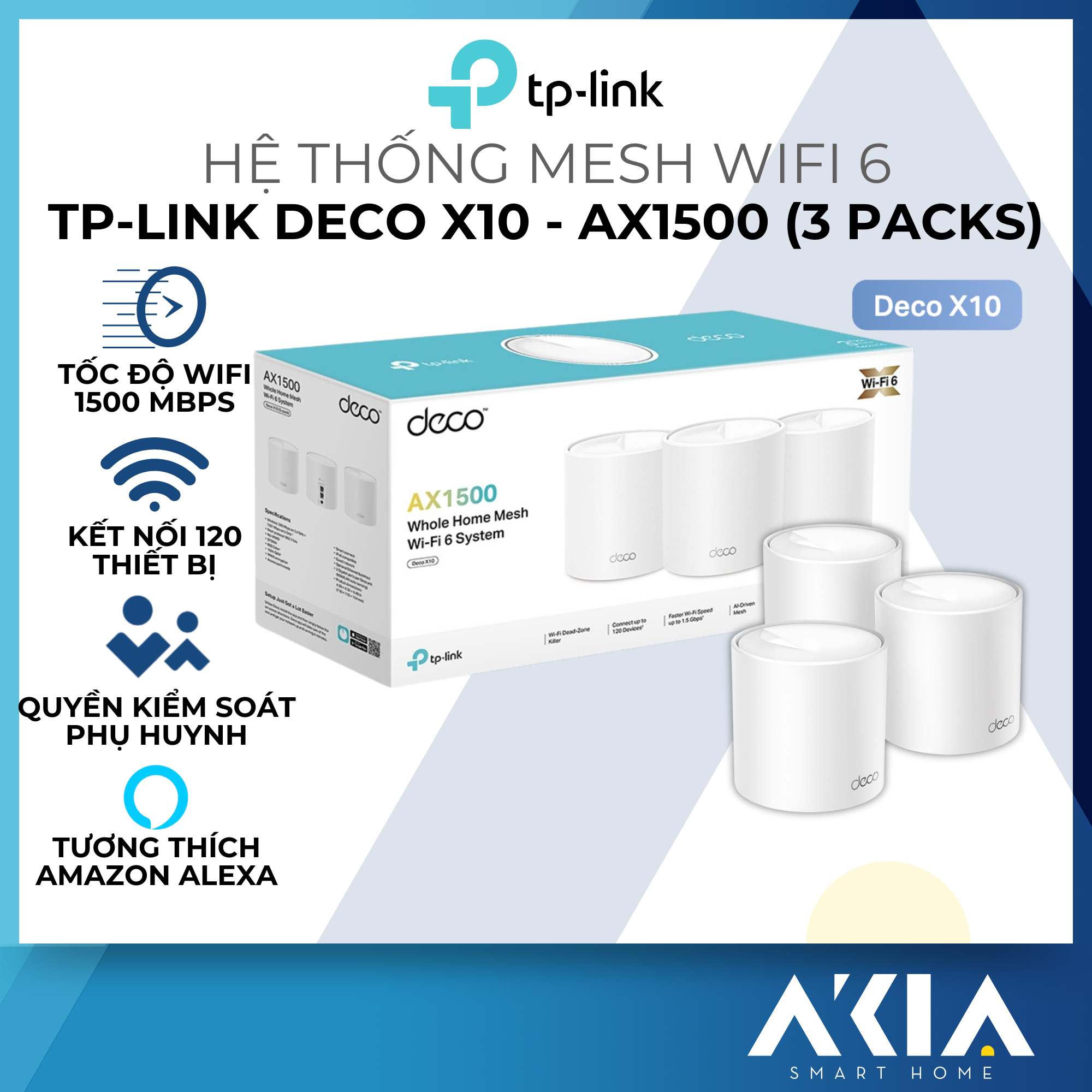Bộ Phát Wifi Mesh TP-Link Deco X10 Chuẩn Wifi 6 AX 1500Mbps - HÀNG CHÍNH HÃNG