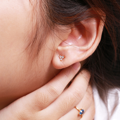 Bông tai bạc ghép 3 viên đá chất lượng cao cấp Cz Gix Jewel BT10