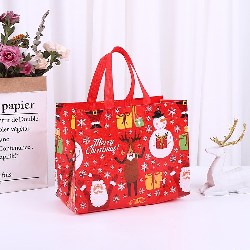 Túi quà Giáng sinh Noel, túi vải không dệt, túi tote đựng quà tặng - 1 đỏ