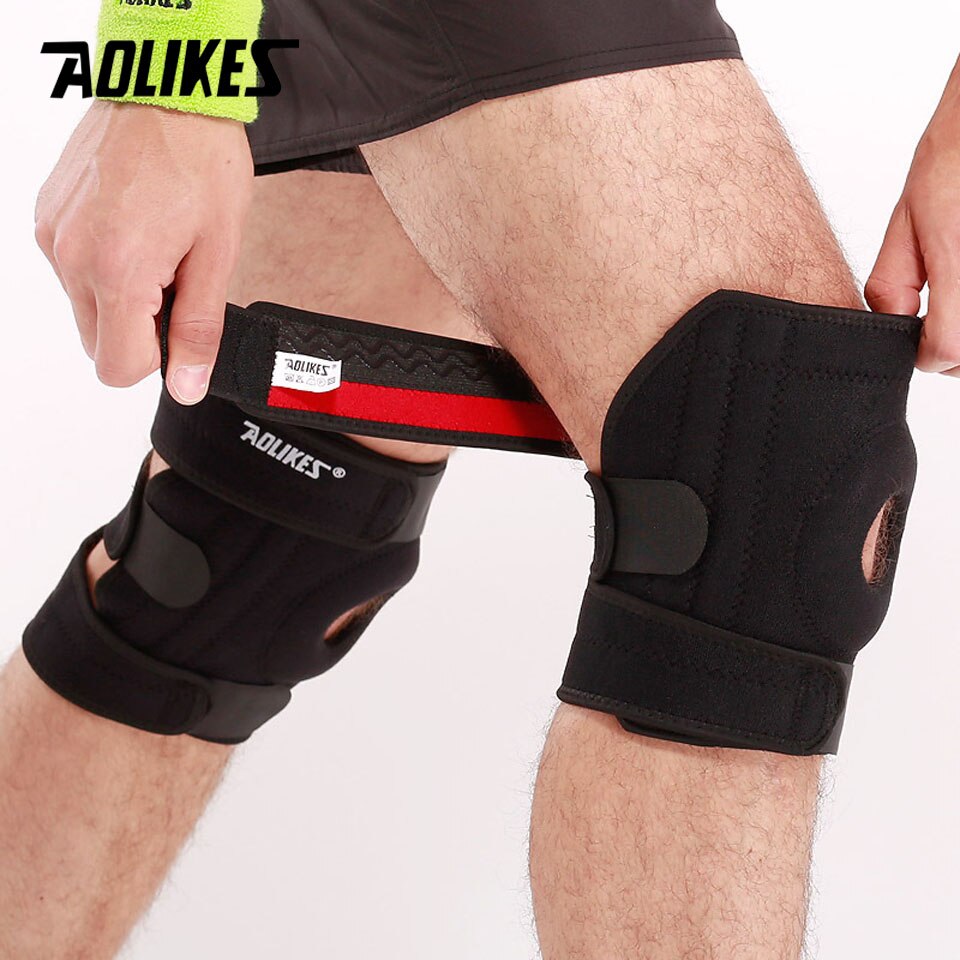 Bộ 2 đai bảo vệ đầu gối có lò xo hỗ trợ xương bánh chè Four spring Sport knee protector Aolikes YE-7618