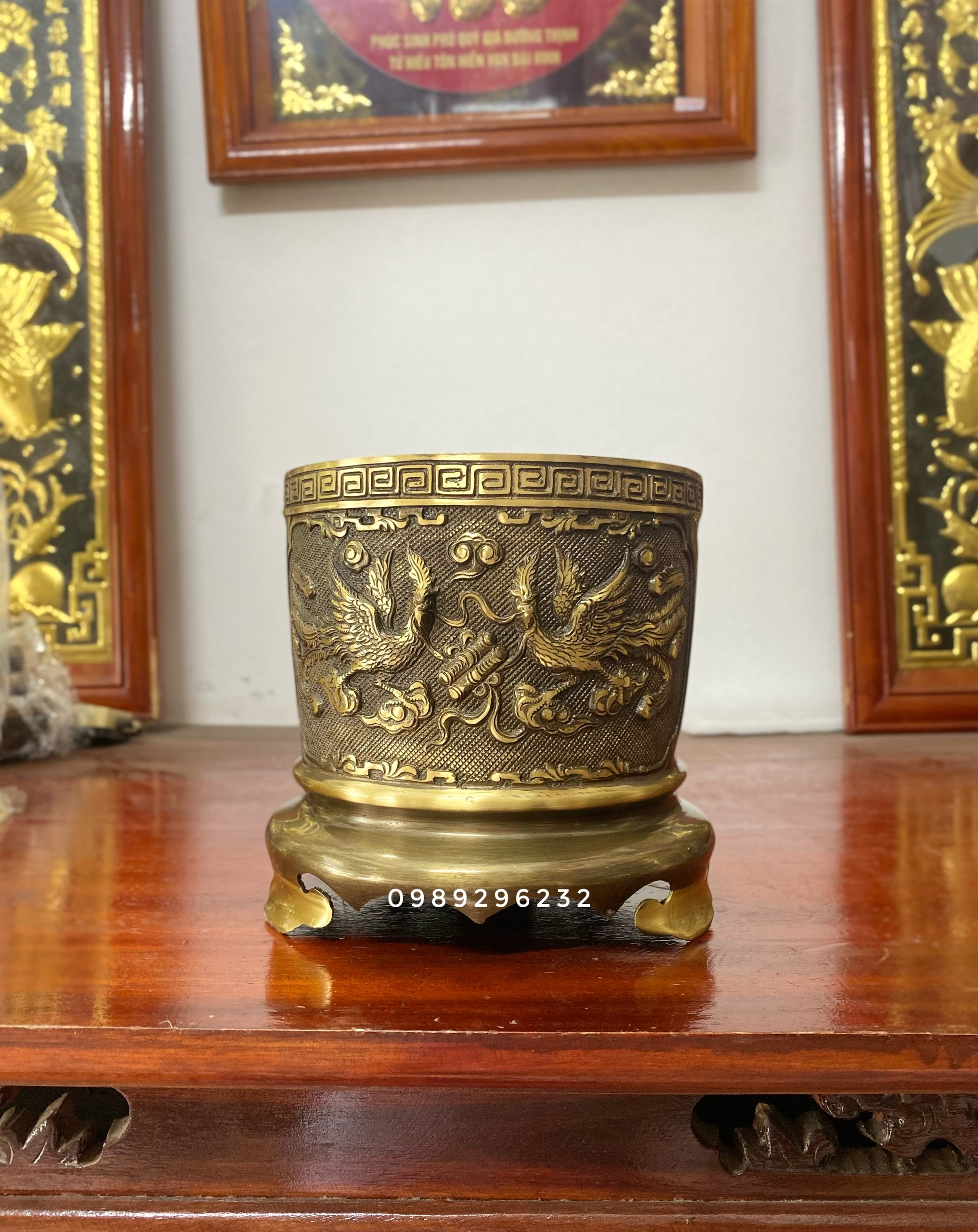 Lư hương , bát cắm nhang bằng đồng vàng hun 20