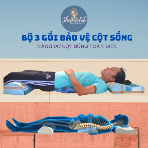 Combo bộ 3 gối bảo vệ cột sống cổ, lưng, kê chân khi ngủ