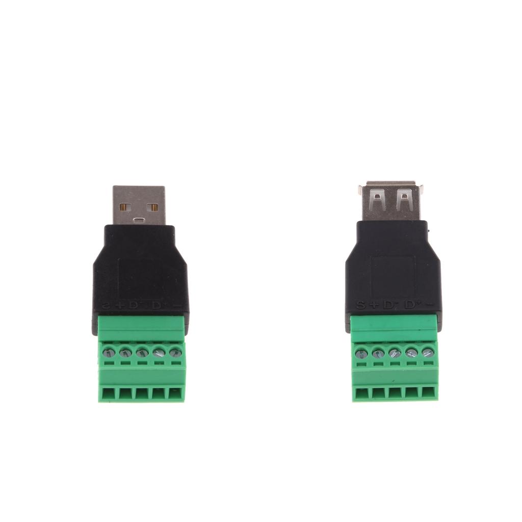 2 chiếc USB 2.0 Loại MỘT Nữ/Nam Cắm 5 Pin Vít Nhà Ga Cắm Kết Nối Bộ Chuyển Đổi