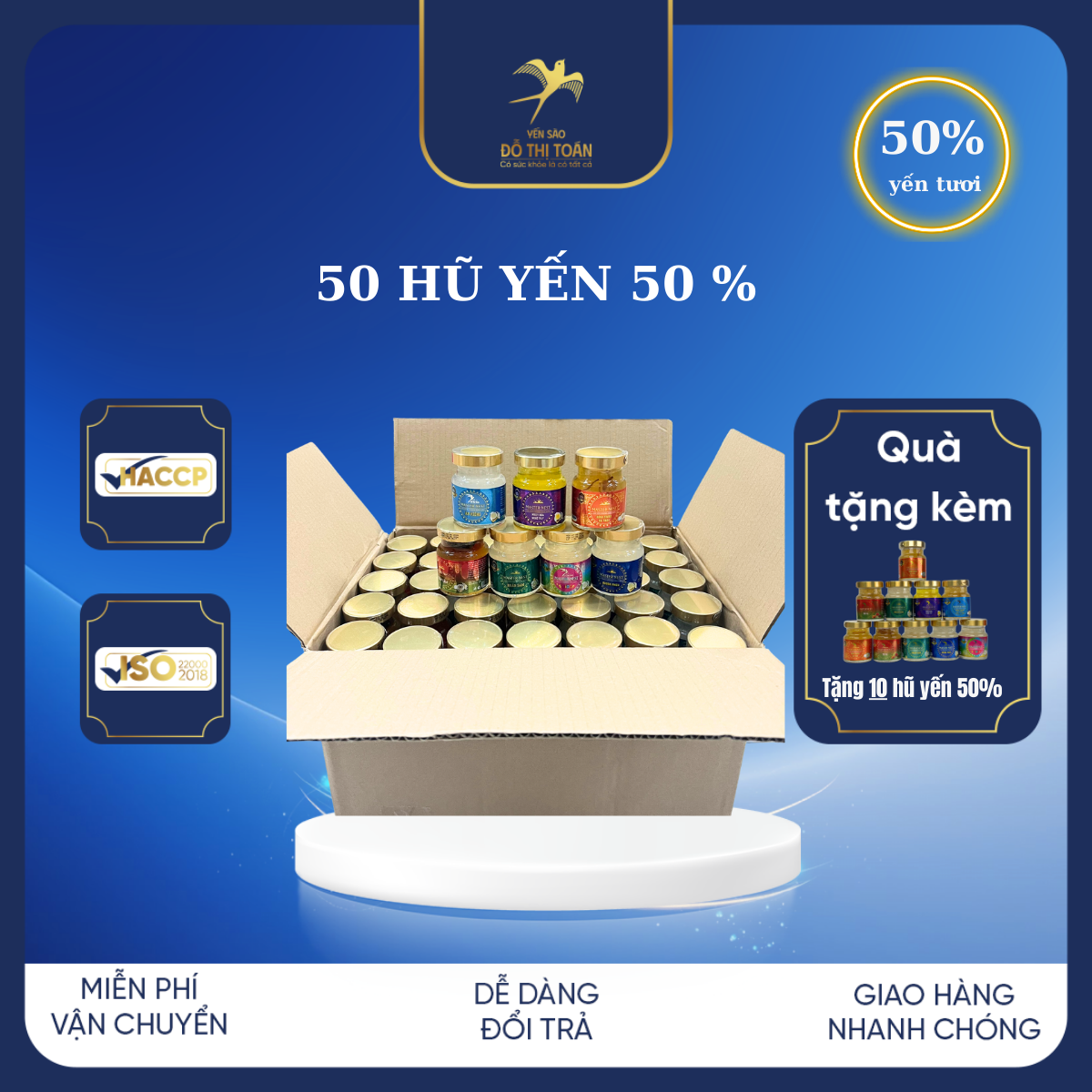 [DTT] 50 hũ 50% ( Kèm 10 hũ) Yến chưng chọn vị- Yến sào Đỗ Thị Toán