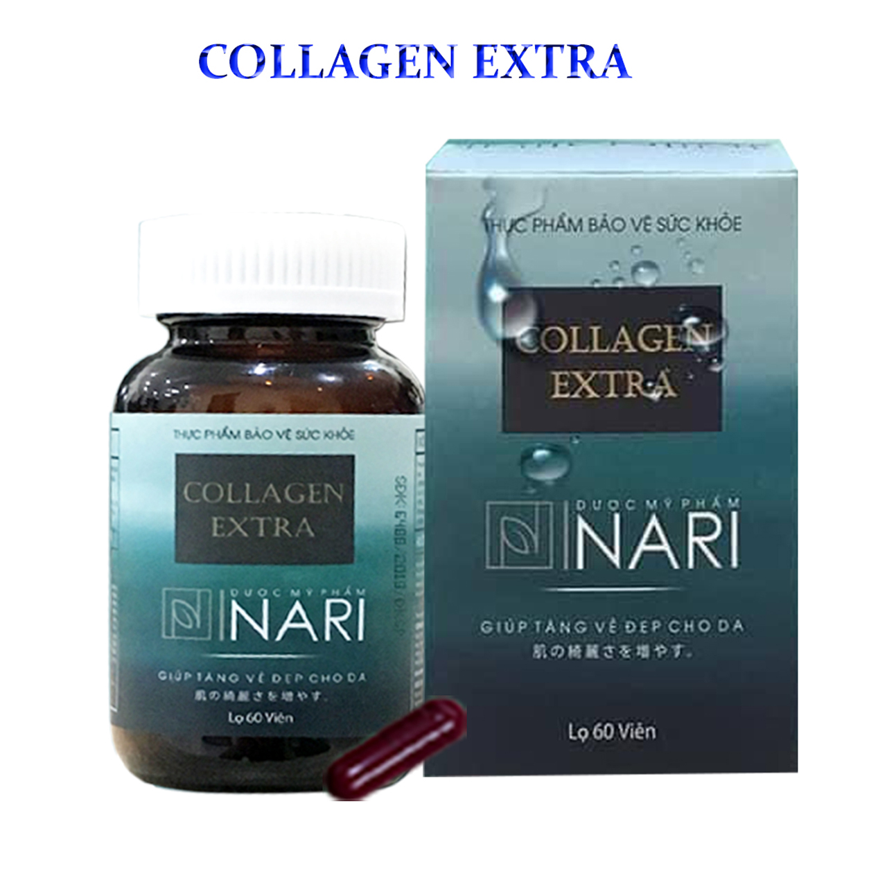 Viên Uống Collagen Extra Nari Chắc Xương Khỏe Tóc giảm lão hóa tăng vòng 1 đẹp da Chuẩn GMP 60 Viên