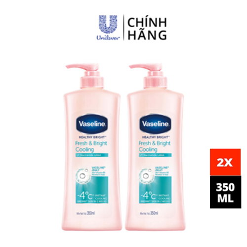 Combo 2 Gel dưỡng thể dưỡng sáng mát lạnh Vaseline Fresh &amp; Bright 350ML/chai