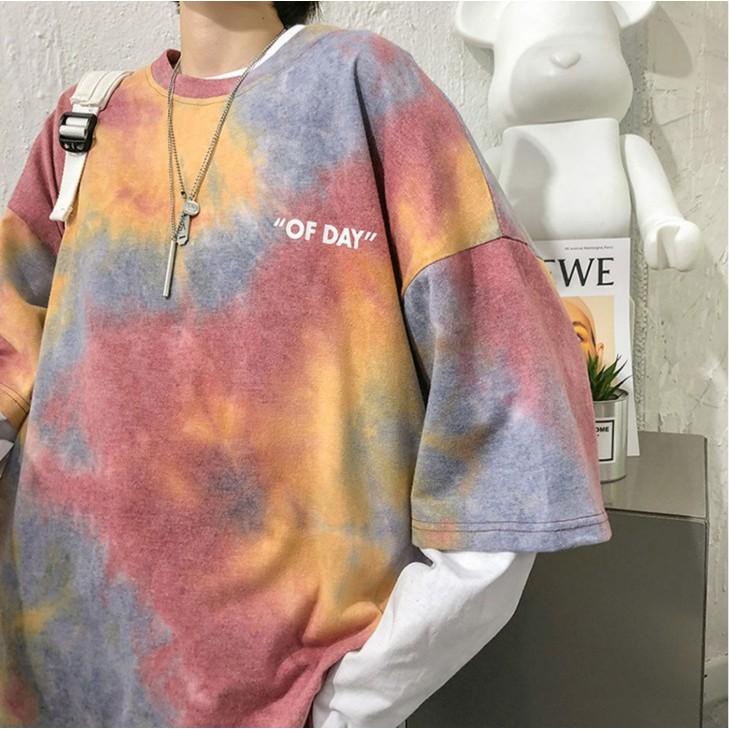 Áo Thun Tee Loang Màu Unisex - Form Rộng Tay Lỡ - Phong Cách Hàn Quốc - Chất Cotton Thoáng Mát Cho Cả Nam Và Nữ