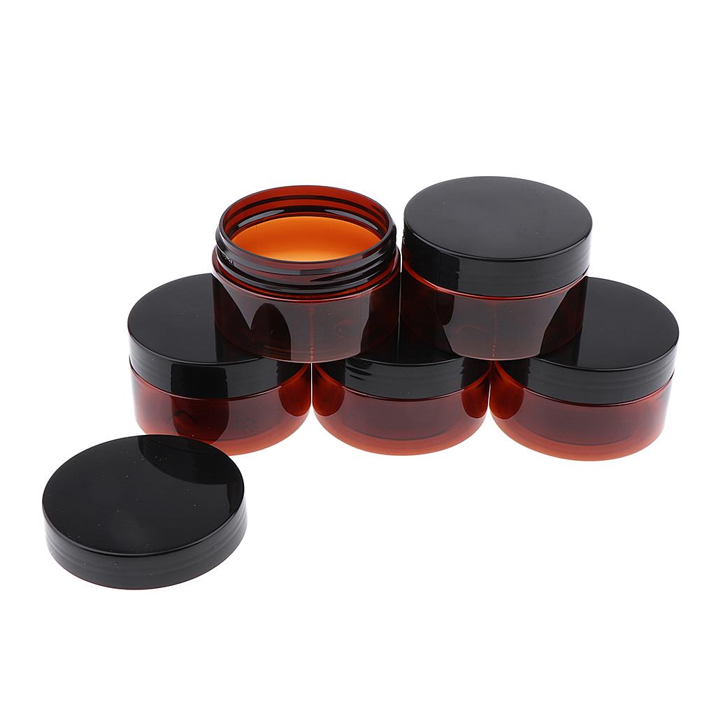 10 Pcs Makeup Pot Empty Cosmetic Jars Cream Gel Container Black Plastic Lid