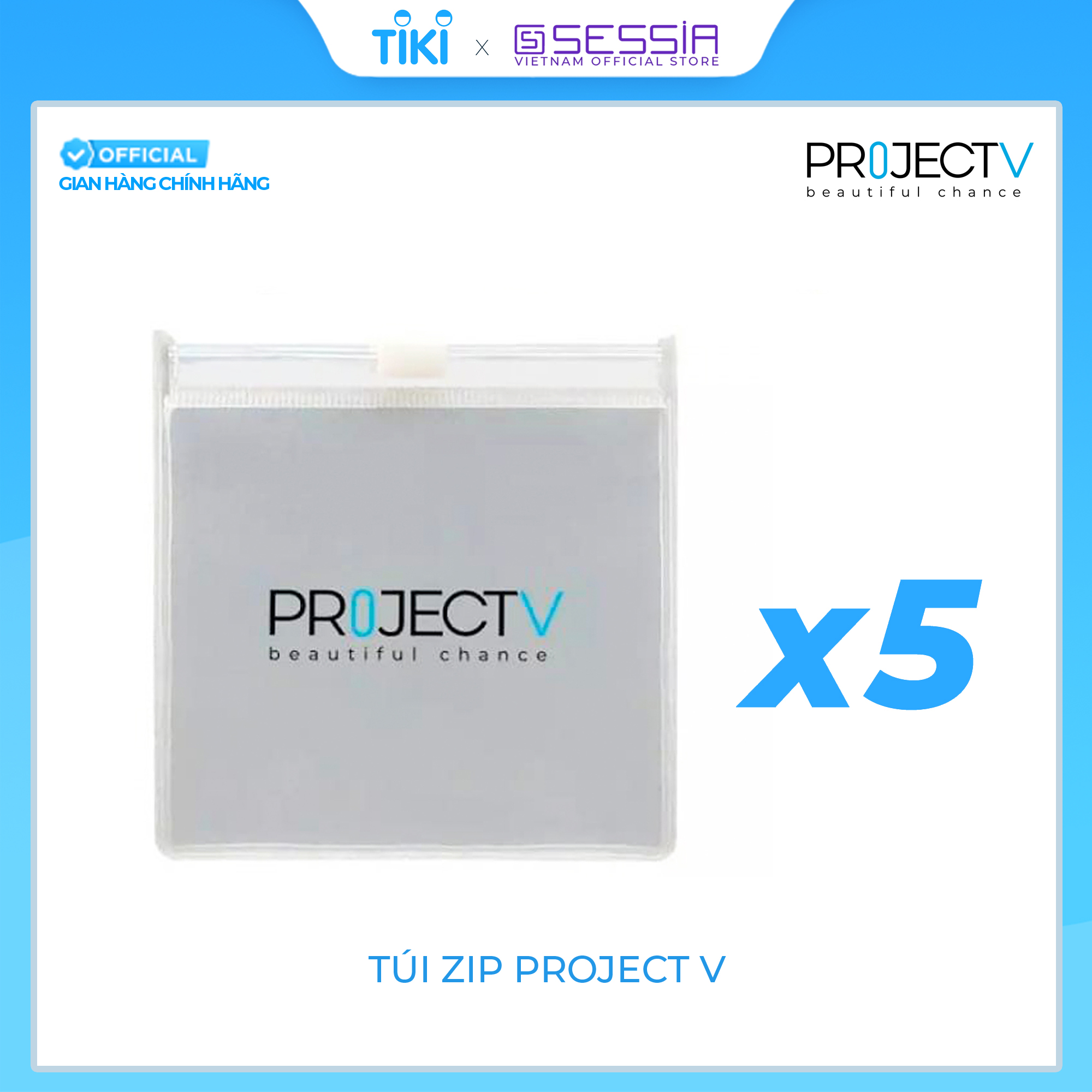 Combo Túi Zip Project V (5x5cm) - PROJECT V - Tiện dụng &amp; Thân thiện với môi trường - Hàng Chính Hãng