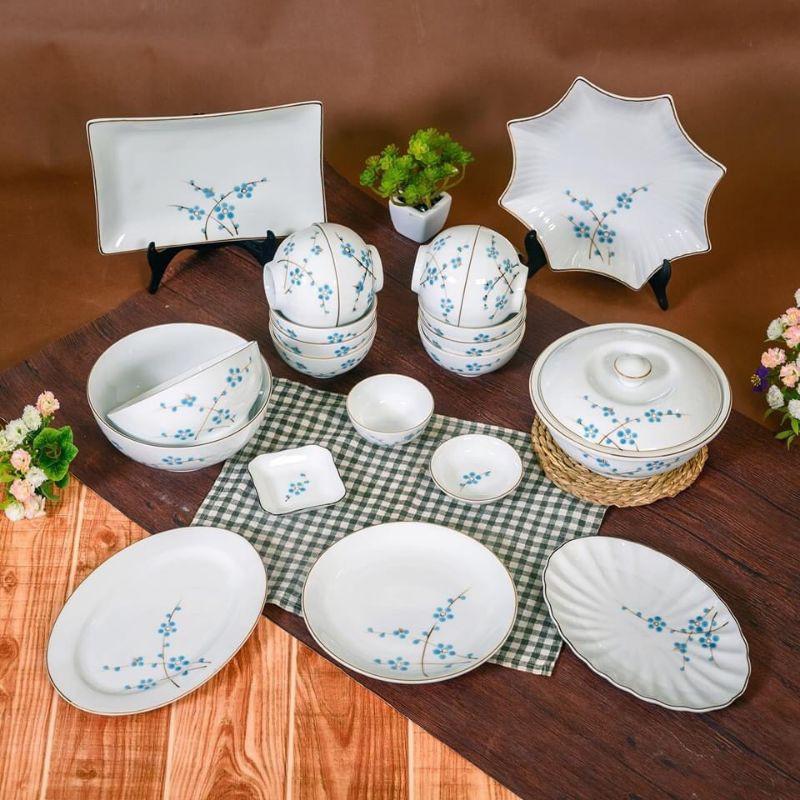 BỘ BÁT ĐĨA TUYẾT MAI XANH CÁC KIỂU DÁNG