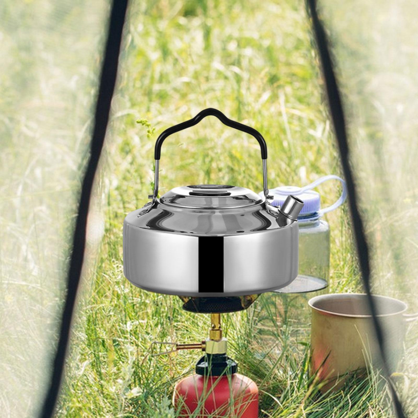 1L Camping Kettle Water Boiler Coffee Pot Easy to Clean Stainless Steel Tea Kettle Tea Pot for Cooking Mountaineering Picnic Hiking Barbecue