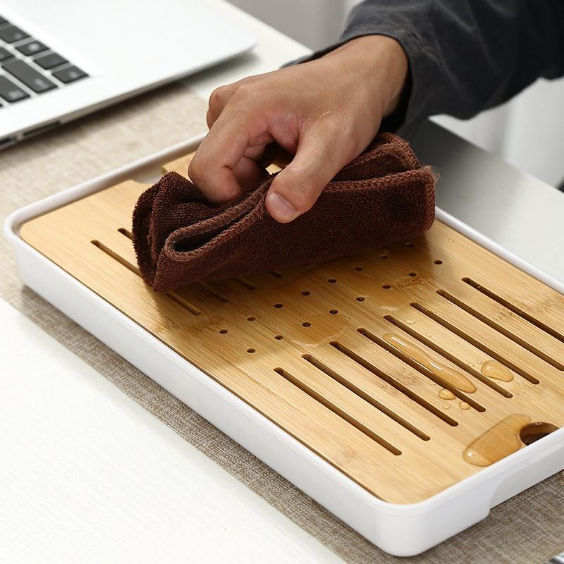 Khay trà bằng gỗ tre , khay hứng nhựa cao cấp