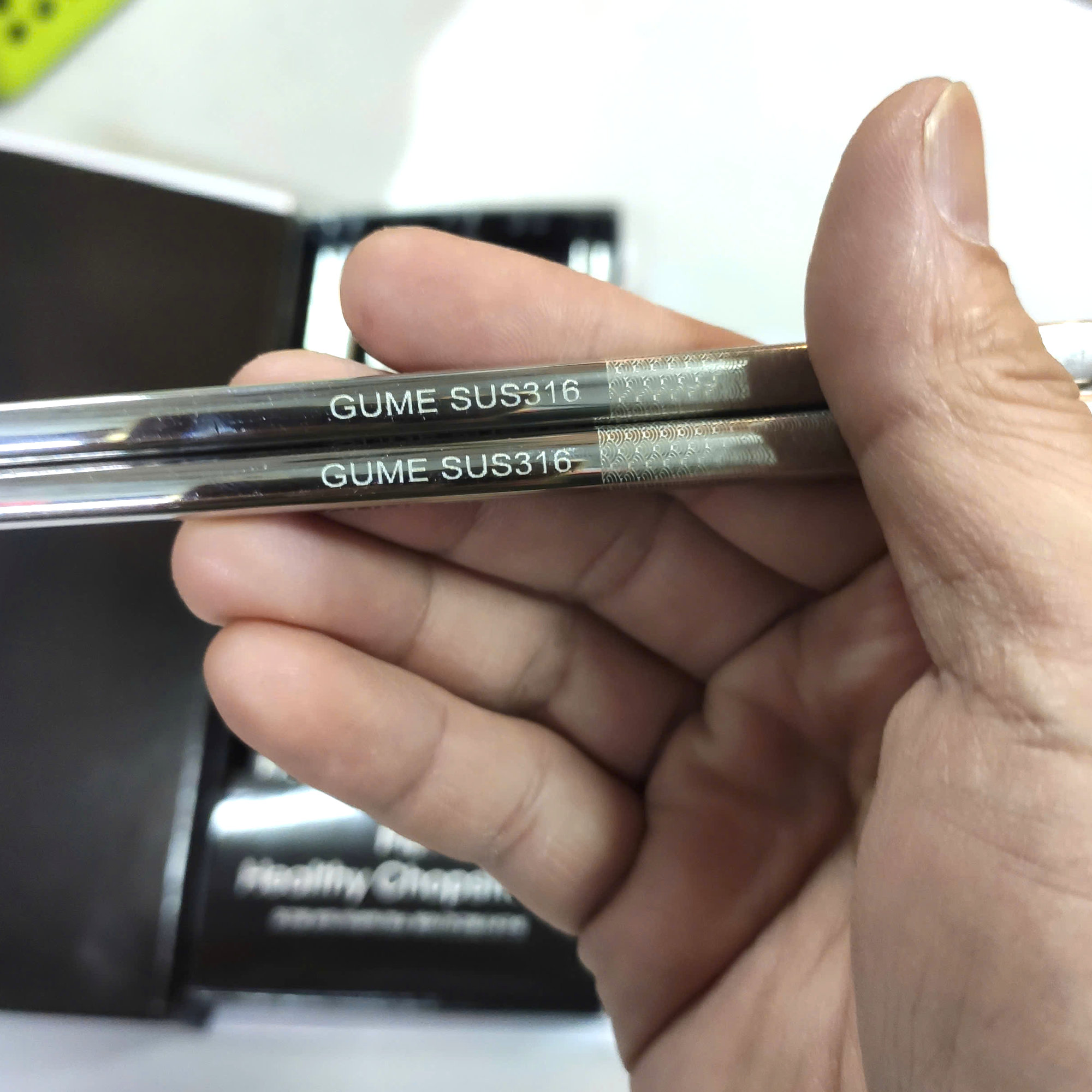 Bộ 10 đôi đũa ăn inox 316 hoa văn chống trơn trượt Gu Me Hàn Quốc GM-D1882 - An Toàn Cho Sức Khỏe