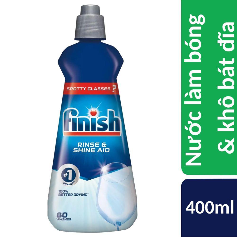 Nước làm bóng và khô bát, đĩa Finish Dishwasher Rinse & Shine Aid Regular 400ml QT017391, nước trợ xả máy rửa bát