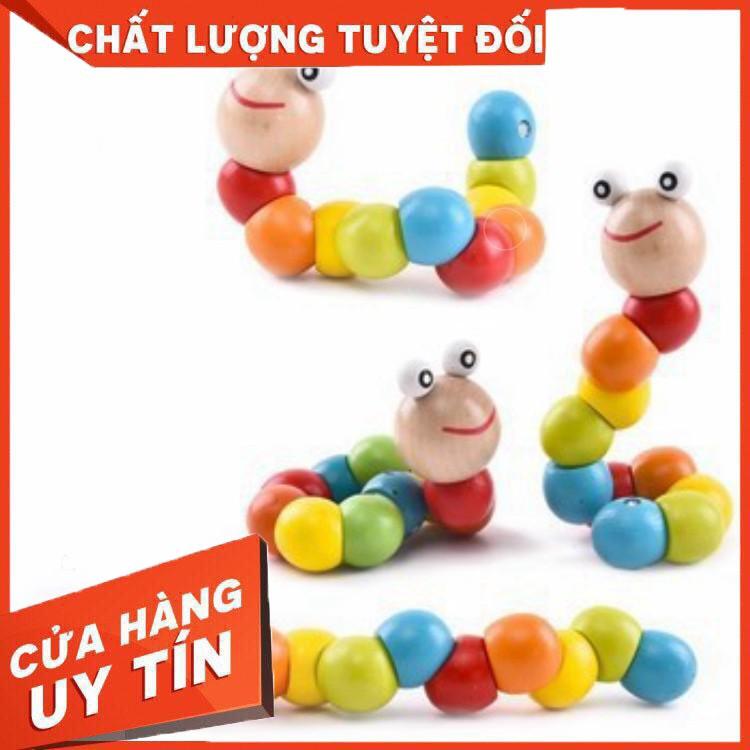 GIÁ SỐC- HCM- Con Sâu Gỗ_Đồ Chơi Con Sâu Gỗ Nhiều Màu Vui Nhộn Cho Bé Học Màu Sắc