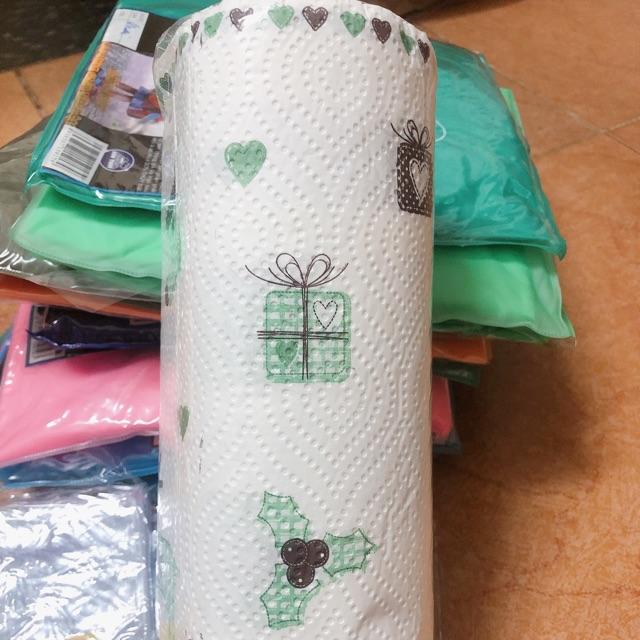 Cuộn lau đa năng hoa văn. Kích thước 25cm x 25cm loại 50 khăn hàng đẹp