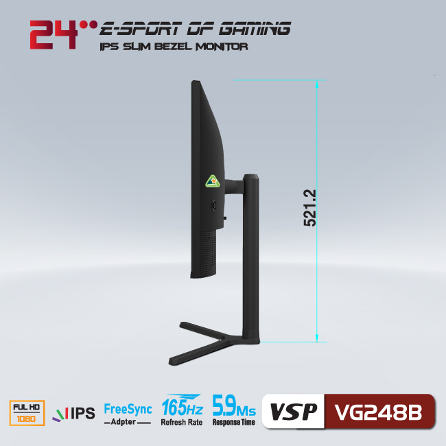 Màn hình vi tính VSP VG248B 24inch Gaming (23.8&quot; IPS Full HD, 144Hz HDMI / 165Hz DisplayPort) - Hàng chính hãng TECH VISION phân phối