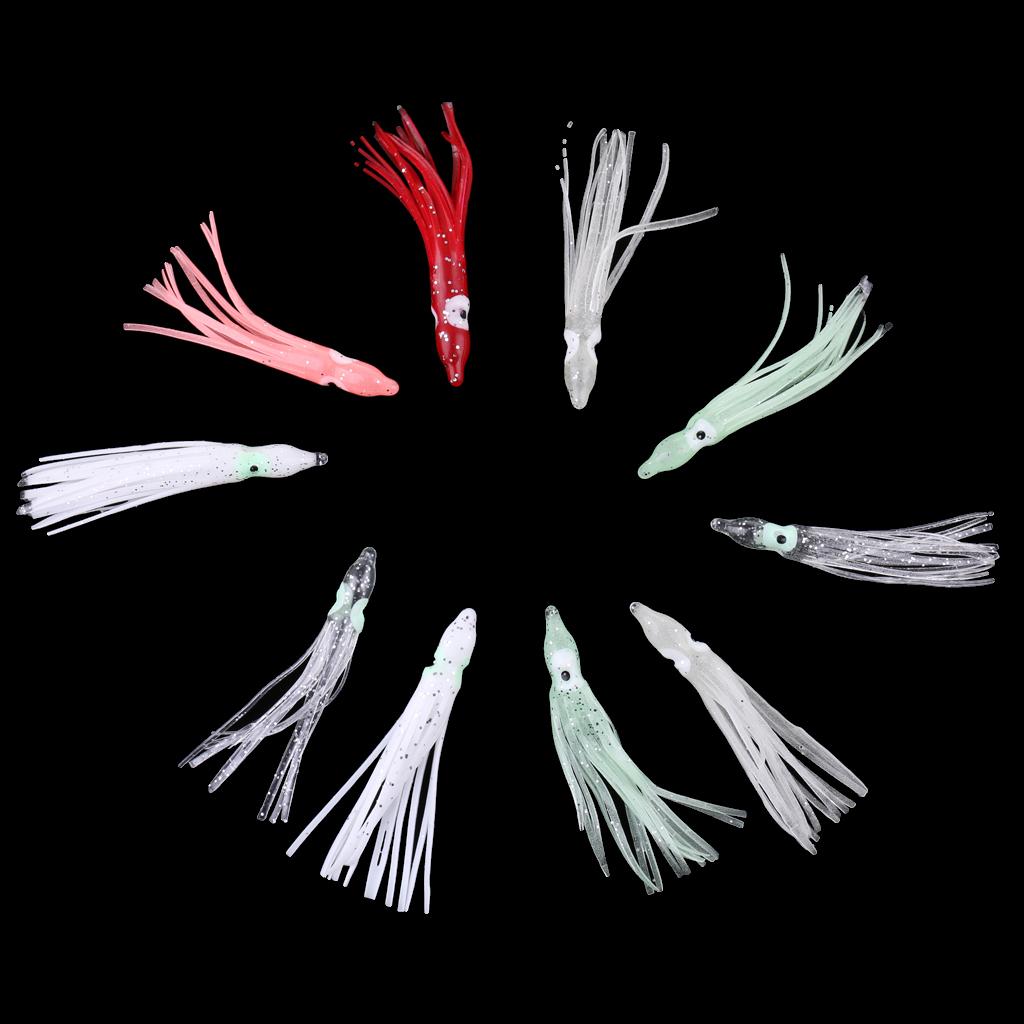 10 Pieces Squid Lure Soft Baits Octopus Squid Skirt Lure Fishing Tackle Saltwater A Necessary for Fishing Lovers