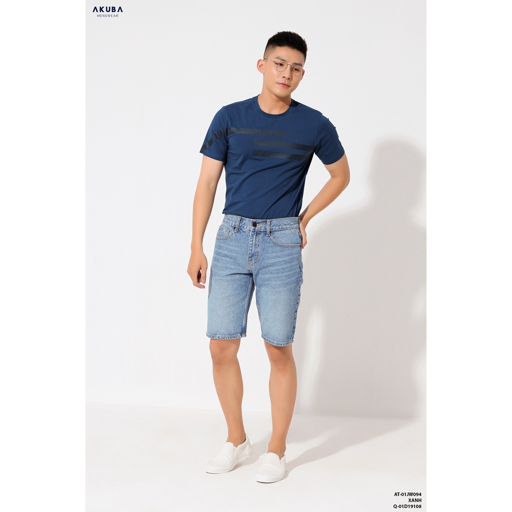 Áo Thun Tay Ngắn Họa Tiết Nam Form Slimfit AKUBA | 01JW094