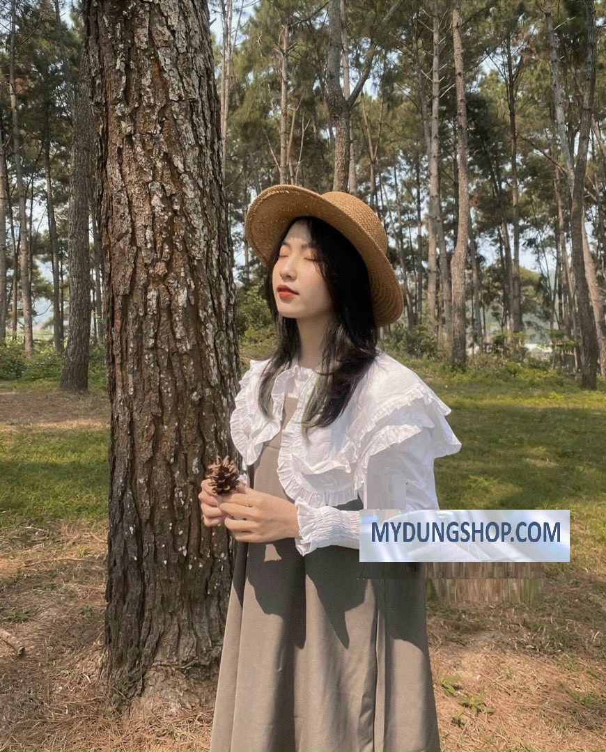 SET ÁO SƠ MI KIỂU+ YẾM SUÔNG- CHUẨN PHONG CÁCH HÀN QUỐC