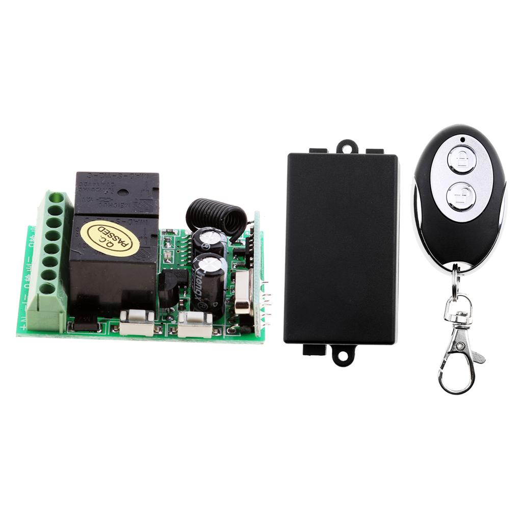 2 Channel RF Wireless Remote Control System DC12V 10A Relay Receiver Module for Garage Door Openers, Cars, LED Light