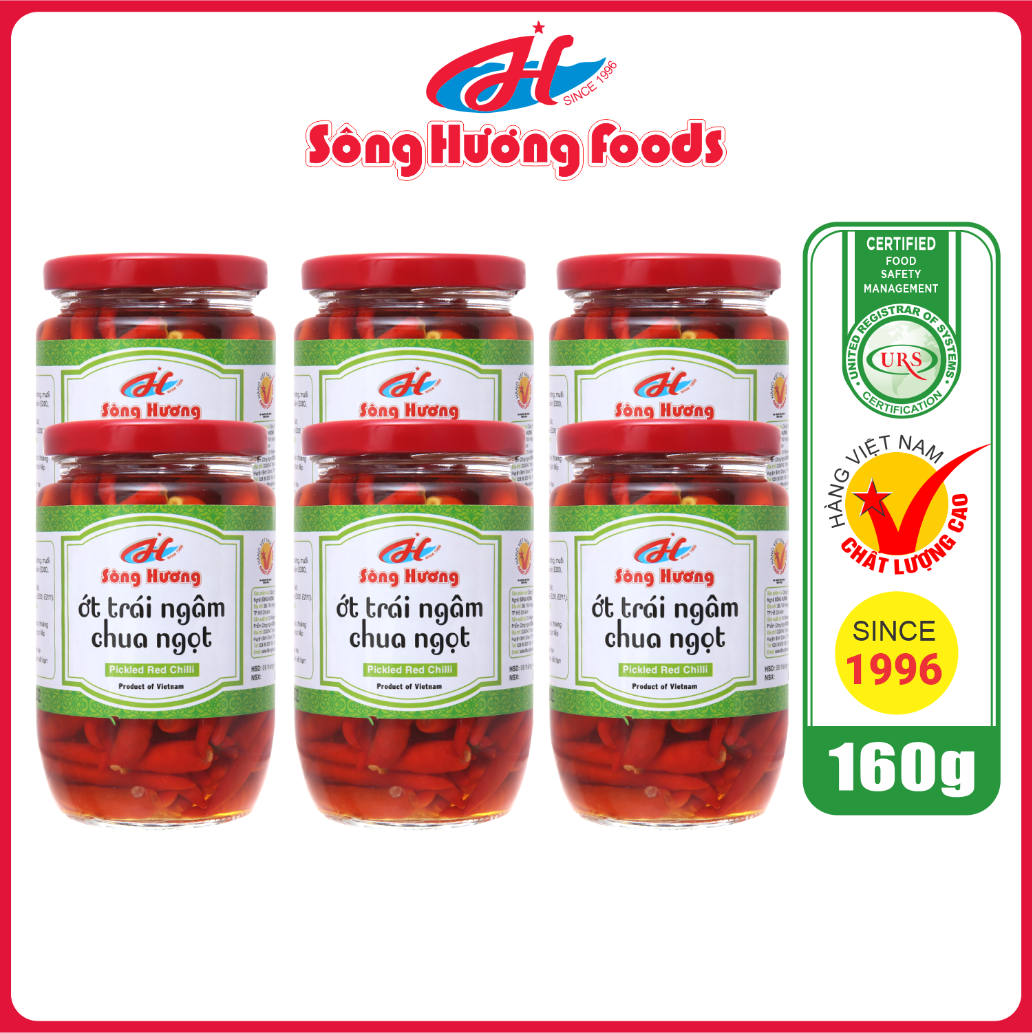 6 Hũ Ớt Ngâm Chua Ngọt Sông Hương Foods Hũ 160g