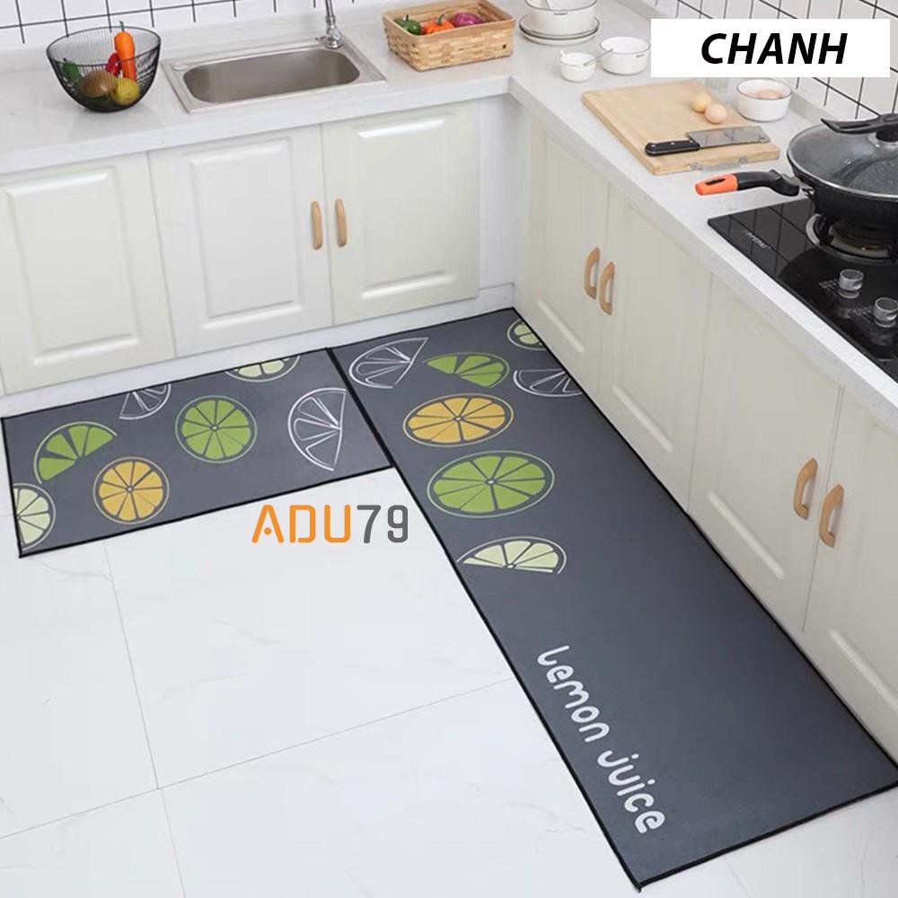 Bộ 2 Thảm Bếp 3D Lót Chân Siêu Thấm Chống Trơn Trượt - Set 2 Cái Đế Dày Hàng Cao Cấp: 40x60cm và 40x1m2