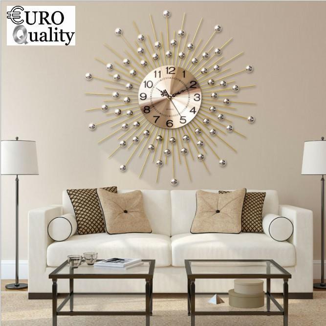 Đồng hồ treo tường trang trí nhà cửa văn phòng phong cách nghệ thuật 60x60 cm (Màu Vàng Gold)