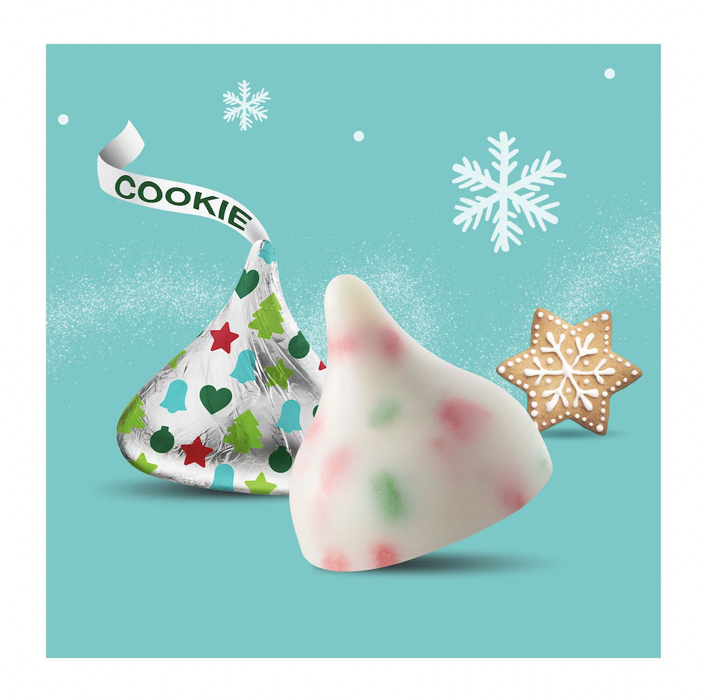 TÚI 255g SOCOLA KEM &amp; BÁNH COOKIES GIÒN Her-shey's Kisses - Sugar Cookie Flavor White Creme, Christmas - MẪU GIÁNG SINH