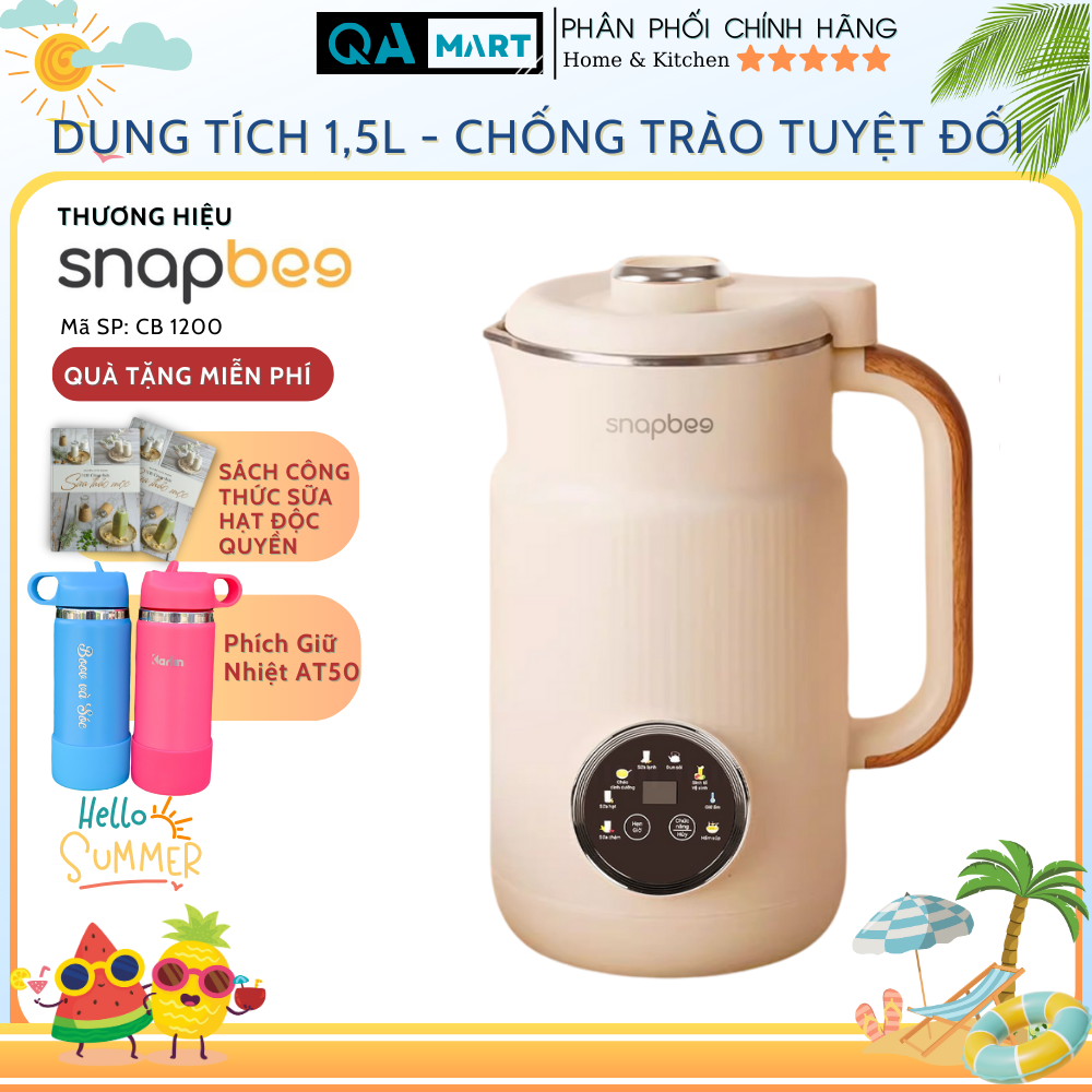 Máy làm sữa hạt Snapbee CB1200 - Dung tích 1200 ml - 9 chế độ nấu đa năng - Hàng chính hãng, bảo hành 24 tháng