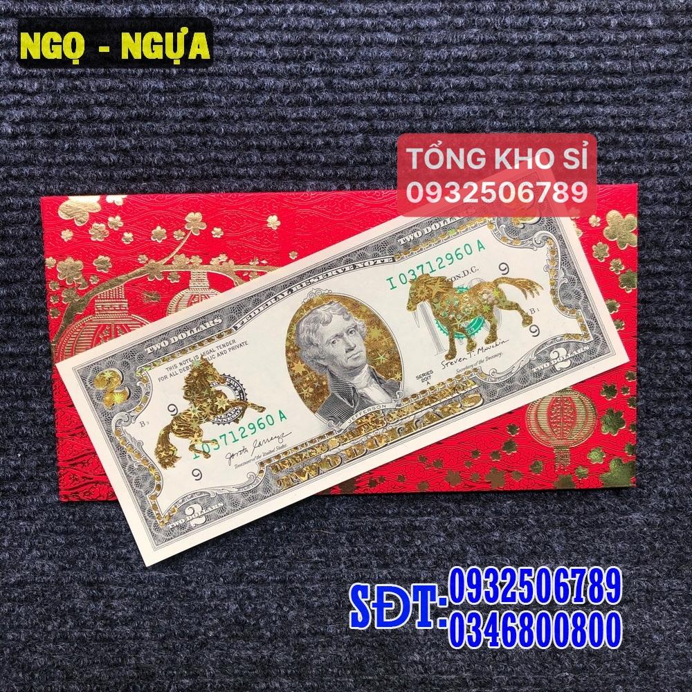 [Giá KM] [CON NGỰA] Tiền 2 usd mạ vang 3D hình 12 con giáp