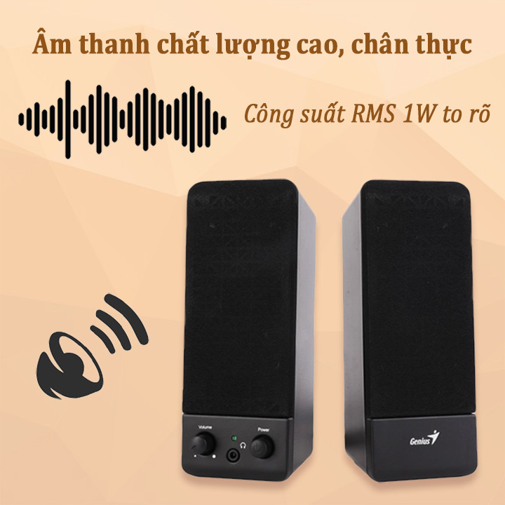 Loa vi tính 2.0 mini Genius SP-S110 – Âm thanh to rõ, sống động vượt trội (hàng nhập khẩu)