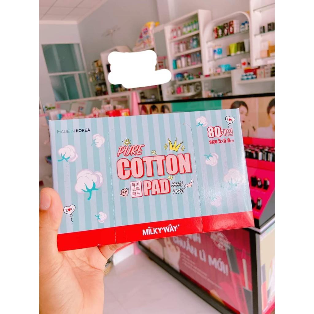 hộp bông tẩy trang 80 miếng cotton pad milky pad