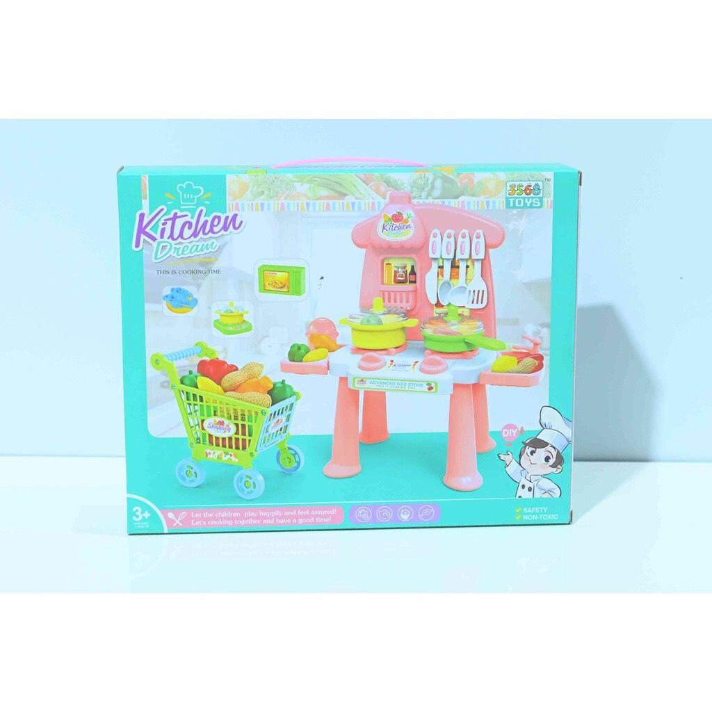 Bộ đồ chơi nấu ăn nhà bếp Kitchen Dream - Bộ bếp nấu ăn cho bé kèm xe đẩy