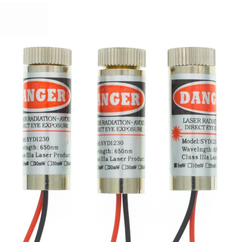 650nm 5mW Red Point / Line / Cross Laser Module Head Glass Lens Lớp công nghiệp có thể lấy nét