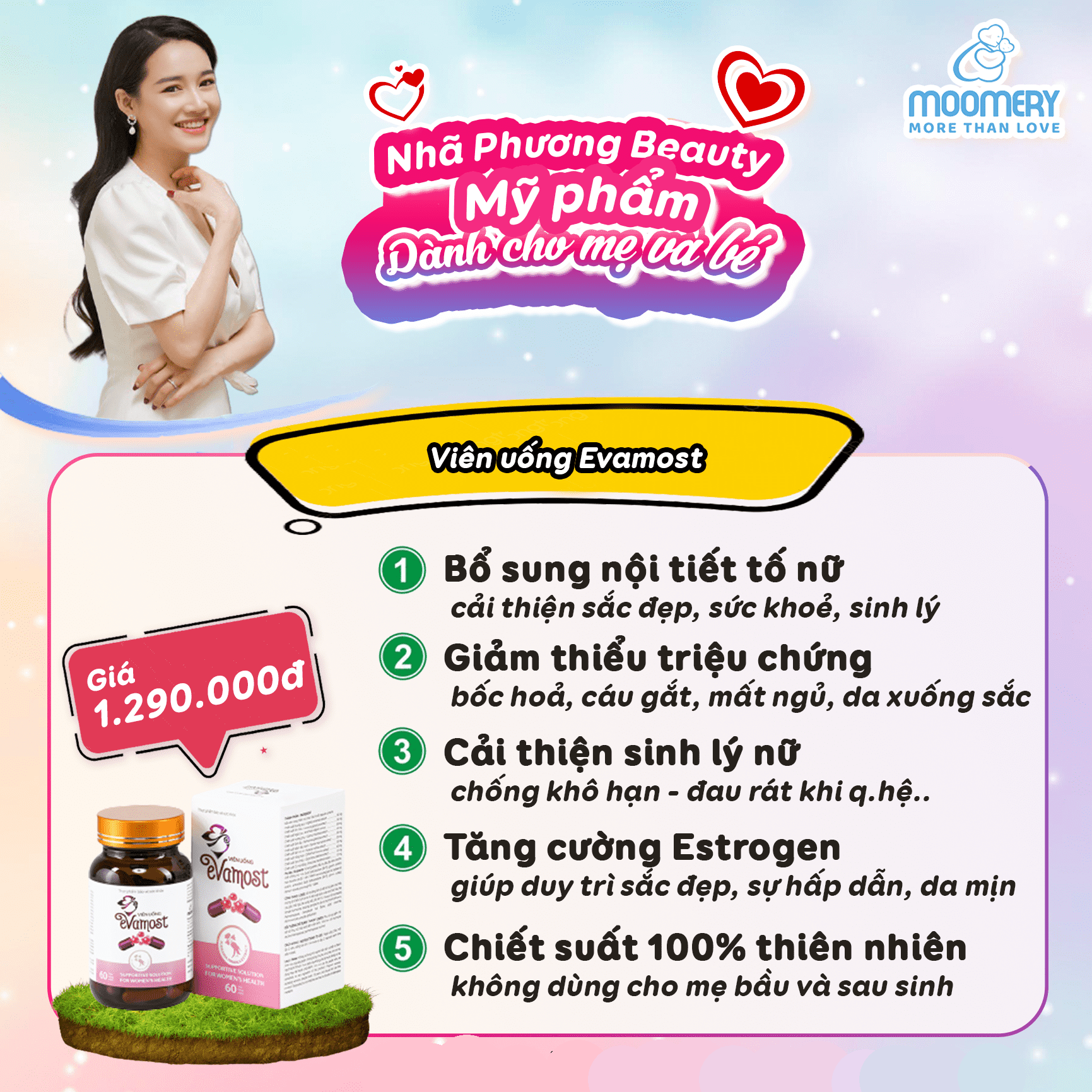 Viên Uống Evamost - Tăng Nội Tiết Tố, Hay Cáu Gắt, Mât Ngủ, Da Xuống Sắc, Yếu Sinh Lý - Chính Hãng