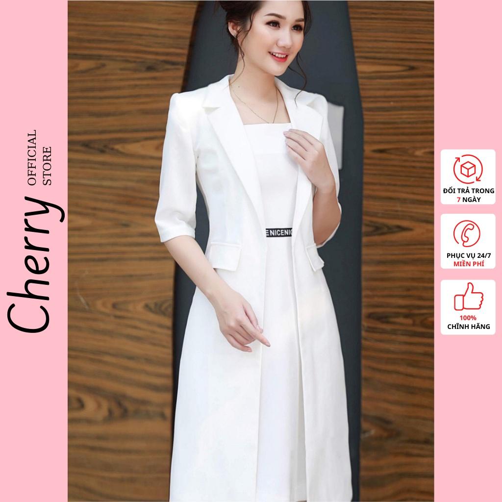 Áo vest nữ công sở dáng maxi dài sang trọng Cherry Store vest blazer hàn quốc ngắn tay V031