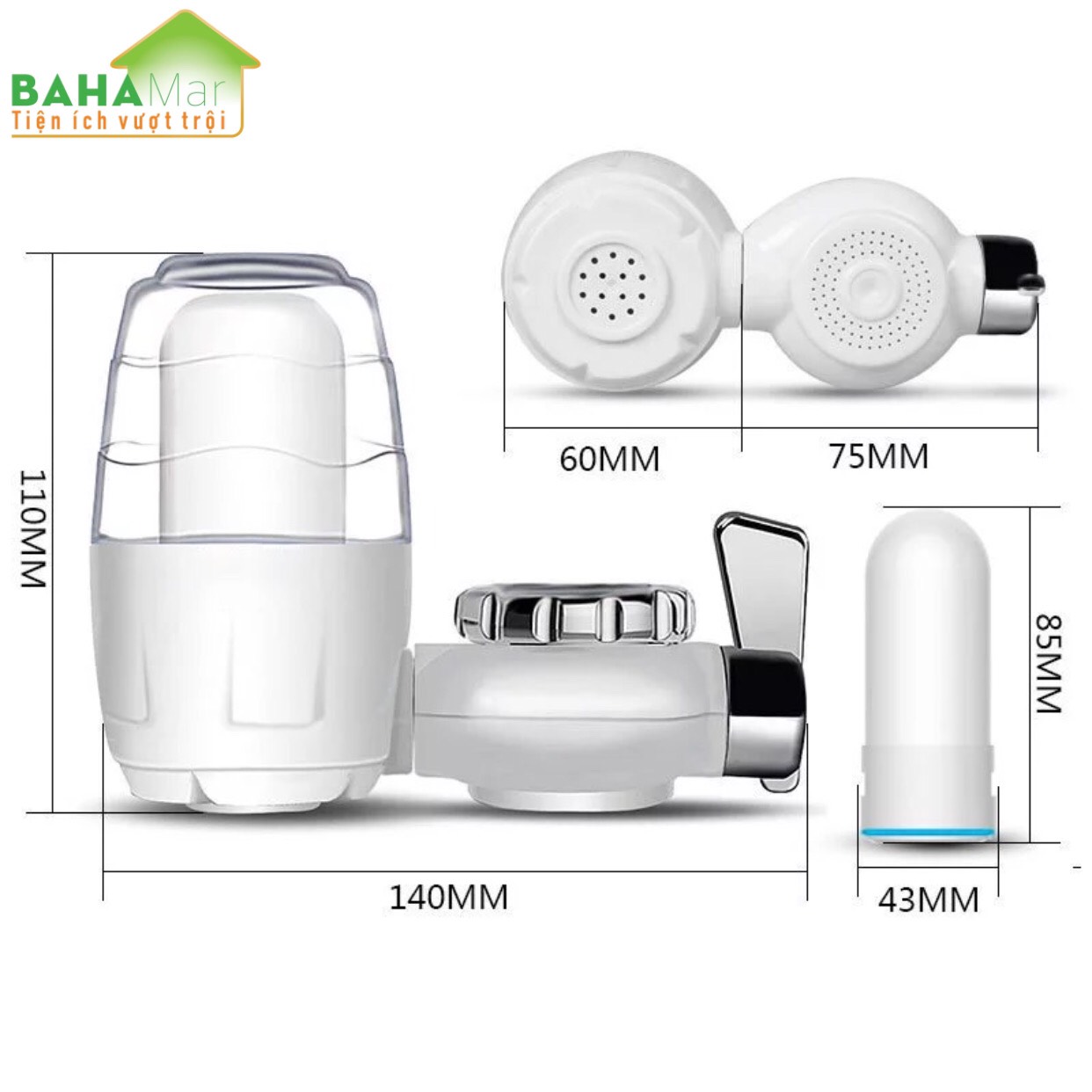 MÁY LỌC NƯỚC KHỬ KHUẨN TẠI VÒI LOẠI BỎ VI KHUẨN, GỈ SÉT, TẠP CHẤT... "BAHAMAR" cho dòng nước tinh khiết mang sức khỏe cho người dùng