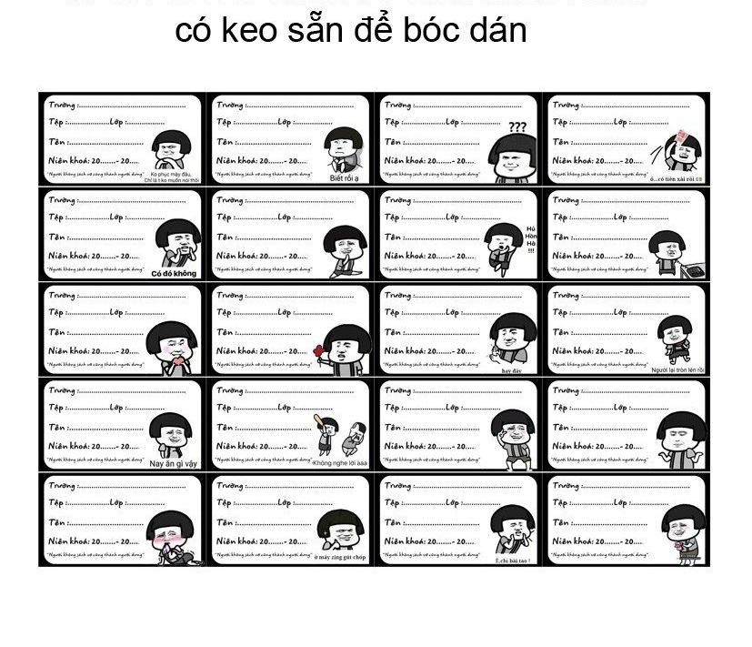 Nhãn vở troll meme bựa 60 nhãn khác nhau