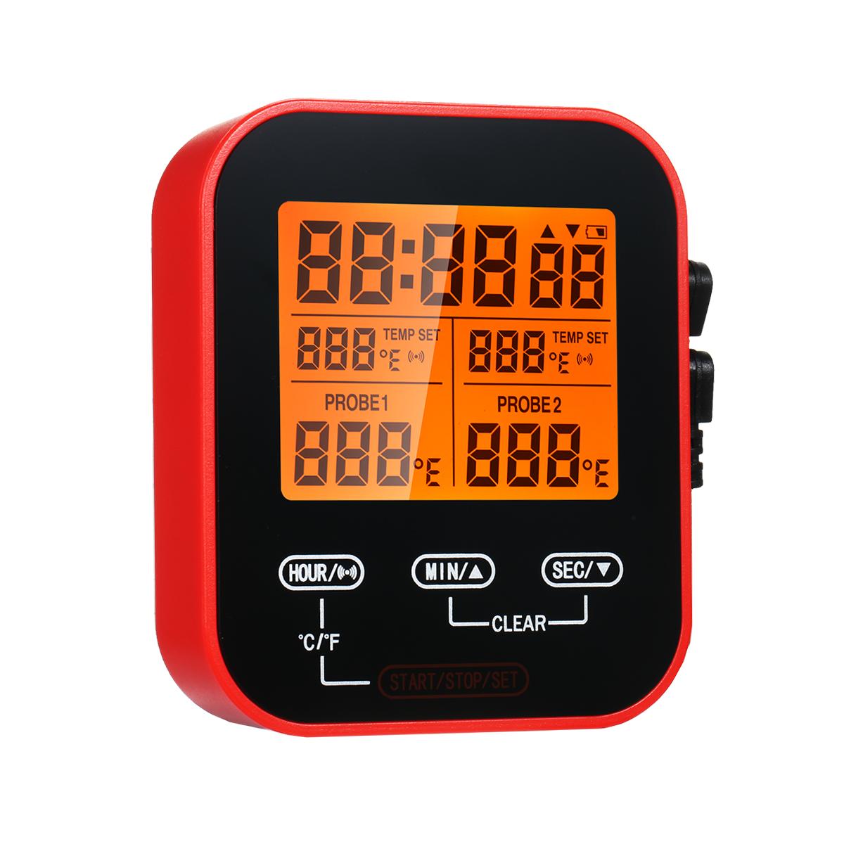 Digital Food Thermometer and Timer Wireless Meat Temperature Probe Thermomter Oven Thermometer for Grill Smoker Barbecue