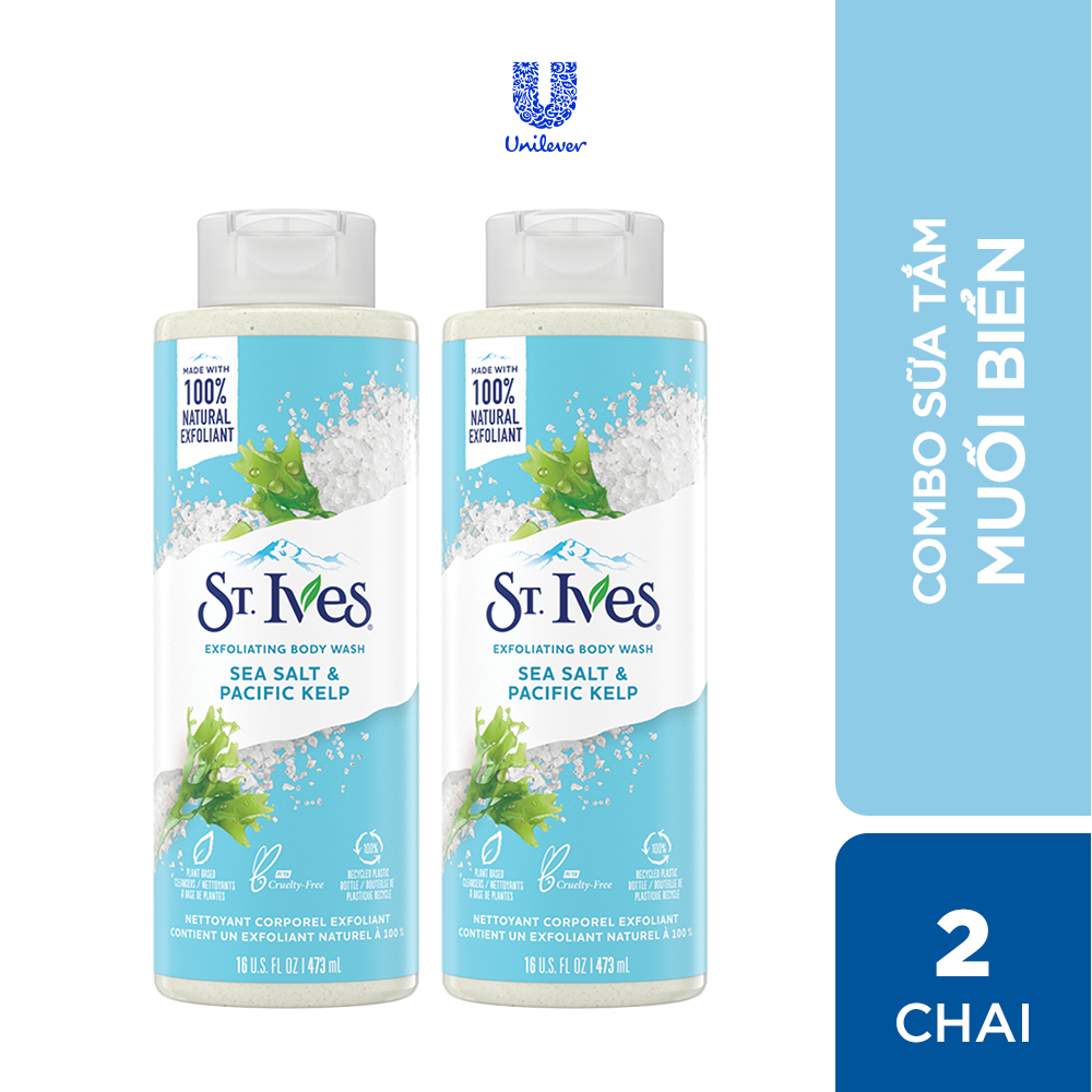 Combo 2 chai Sữa tắm dưỡng da St.Ives Muối biển 473ml