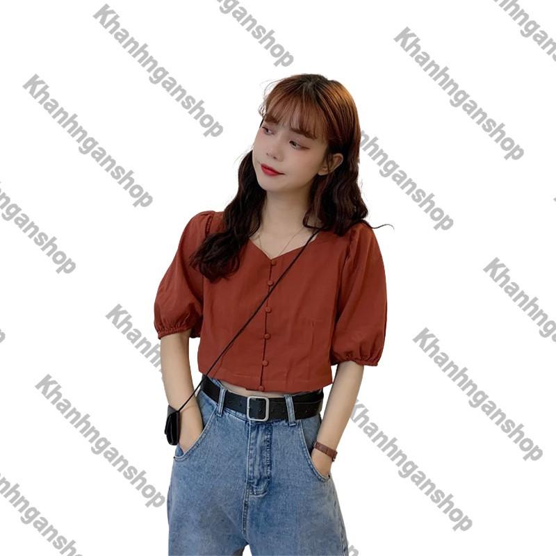 Áo croptop áo kiểu cổ v xinh đẹp