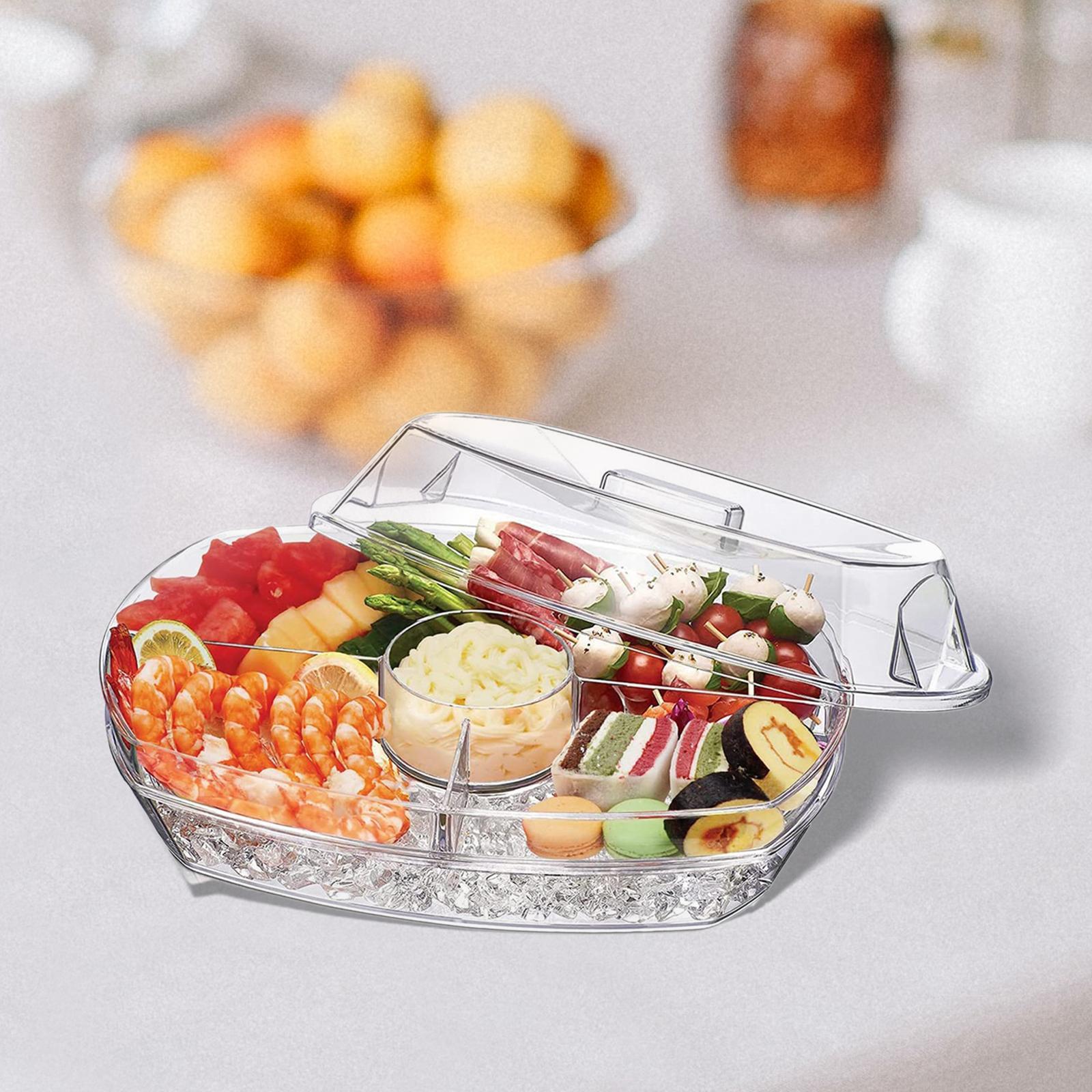Ice Serving Tray Catering Trays Ice Serving 4 Compartment for Meats Vegetables Salad