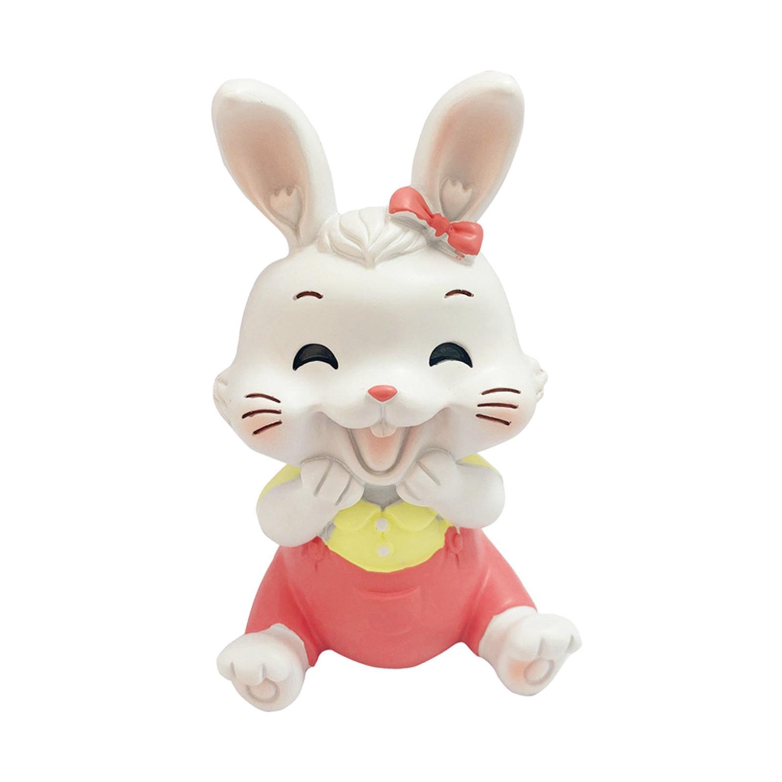 2 Rabbit Statue Animal Figures Art Sculpture for Office